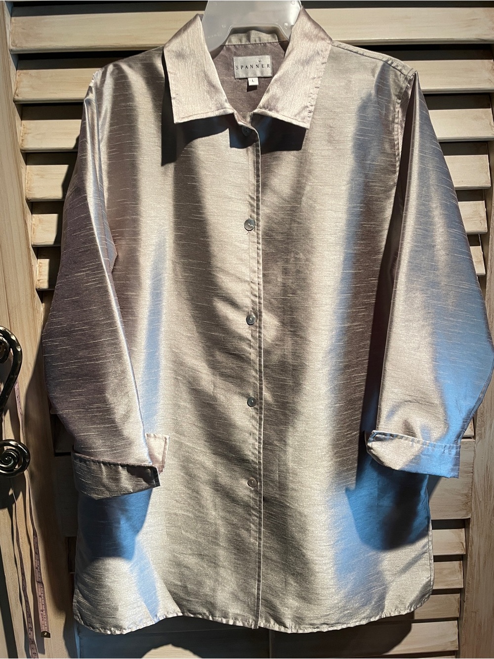 Spanner - Faux Silk Shimmer Shirt Jacket - SzL - Picture 6 of 13